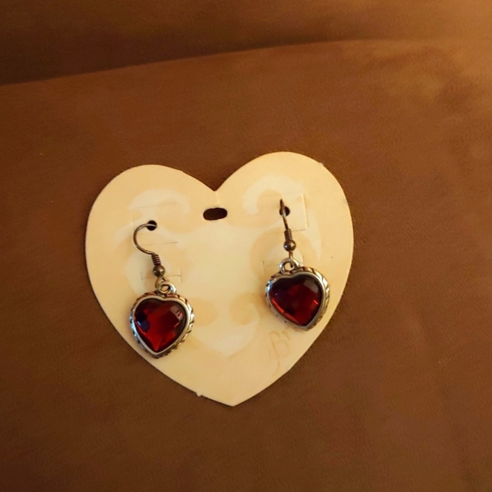 Brighton burgundy heart earrings